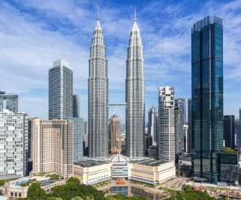 Kuala Lumpur skyline with the Petronas Twin Towers among surrounding high-rises.