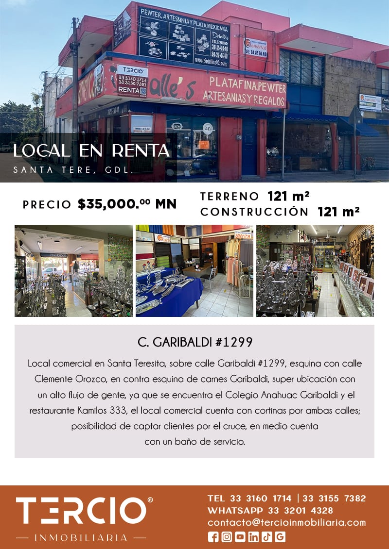 Local en Renta para uso Comercial en Santa Tere $35,000.00 MN