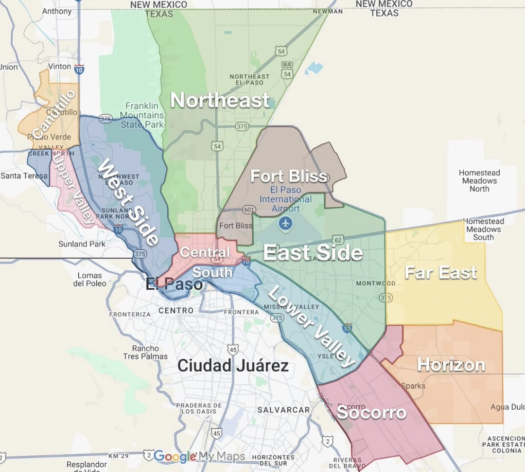 Major Regions/Areas of El Paso
