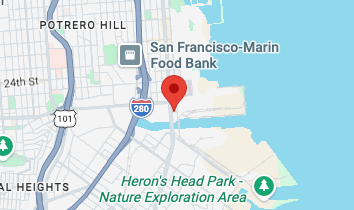 Map locating the San Francisco-Marin Food Bank near Potrero Hill and Heron's Head Park.