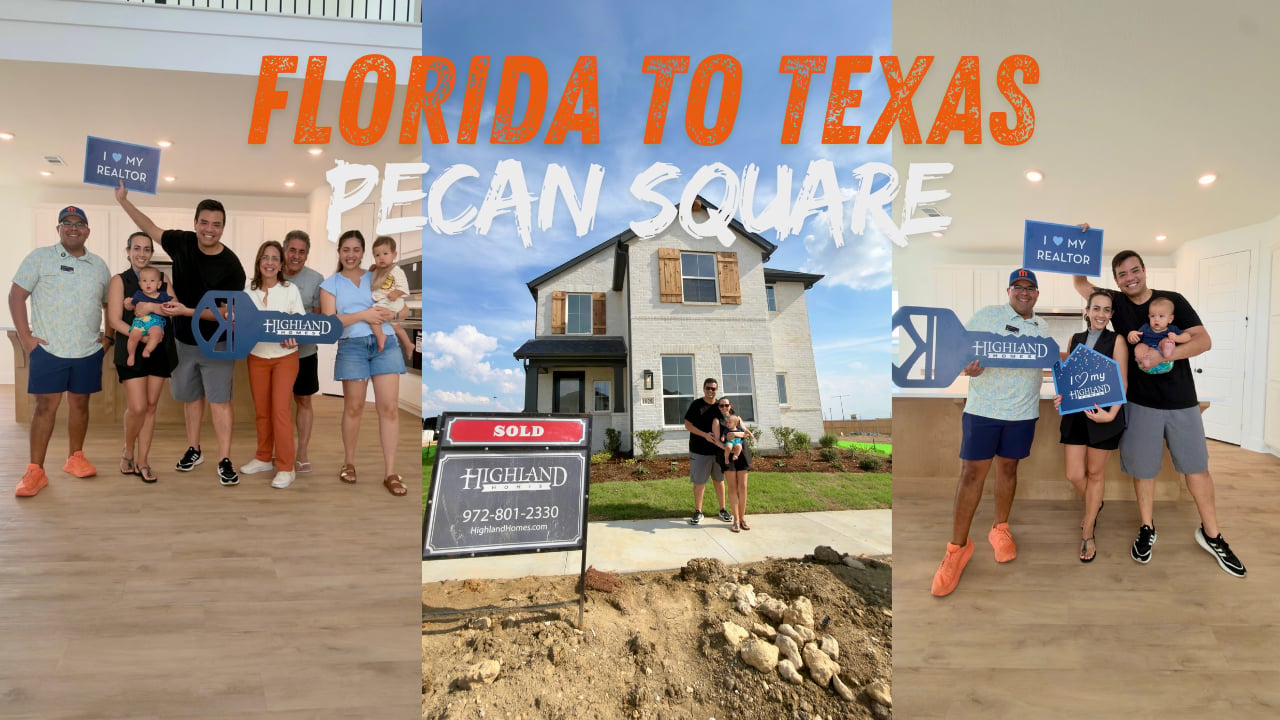 Edson Miranda celebrating with a family relocating from Florida to their new home in North Texas