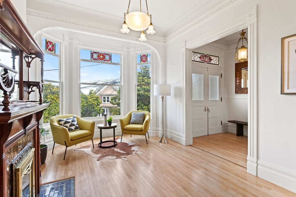 San Francisco living room in Victorian Home illustrating the decision between renting and buying a home.
