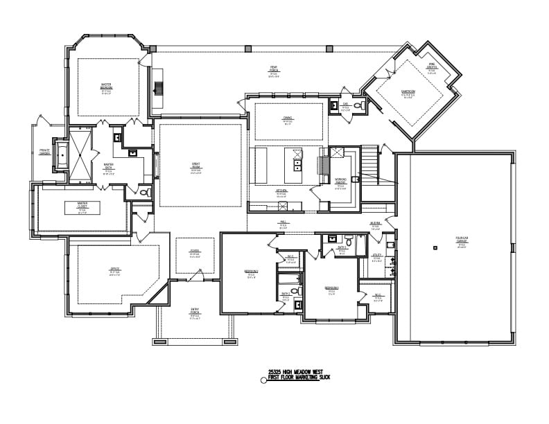 Sample floor plan of custom High Meadow West Home