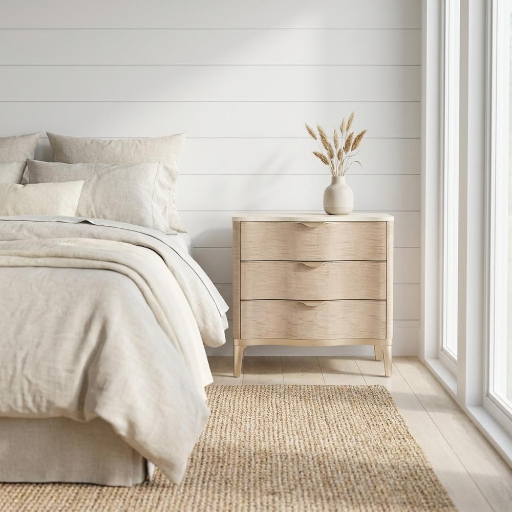 Malibu Crest Wood & Marble 3-Drawer Nightstand