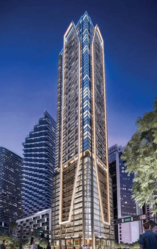 May 2025: Construction Financing Sign Posted at 61-Story Brickell Gateway Site