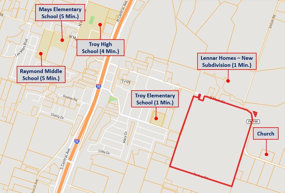 231 Acres land for sale in Troy, Tx with Utilities