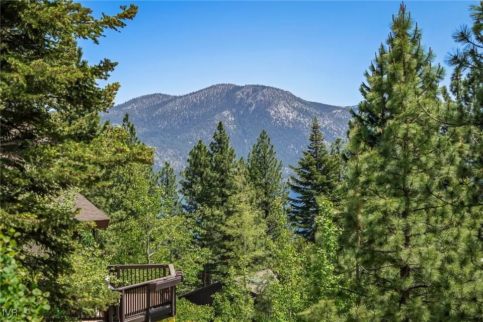 Mountain view from the deck at 699 Tumbleweed Circle, Incline Village, Nevada, sold by Cole Mizak