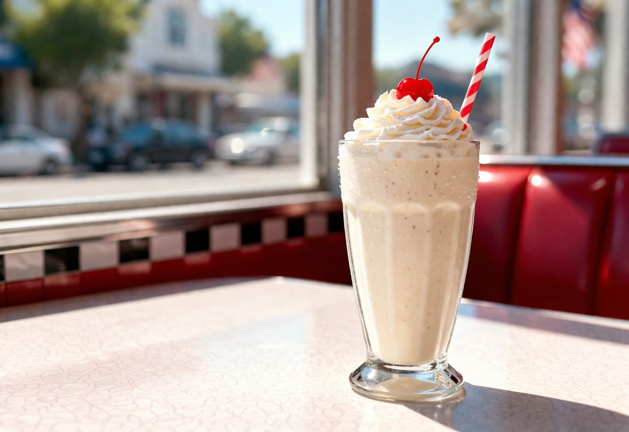 milkshake or ice cream dessert in a classic summer setting