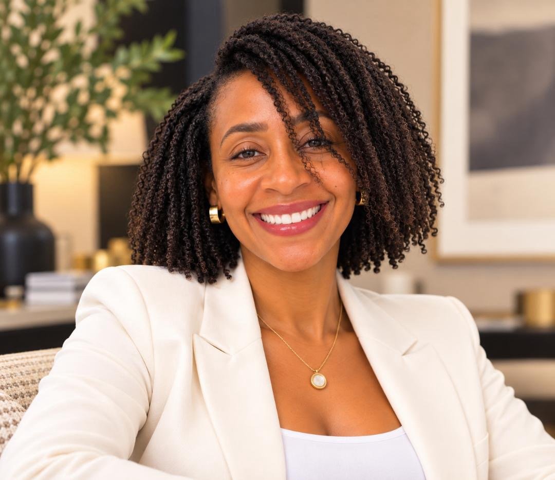 Melissa K Michaud, Georgia Realtor with Bolst, wearing an elegant ivory blazer and gold jewelry in a professional real estate headshot