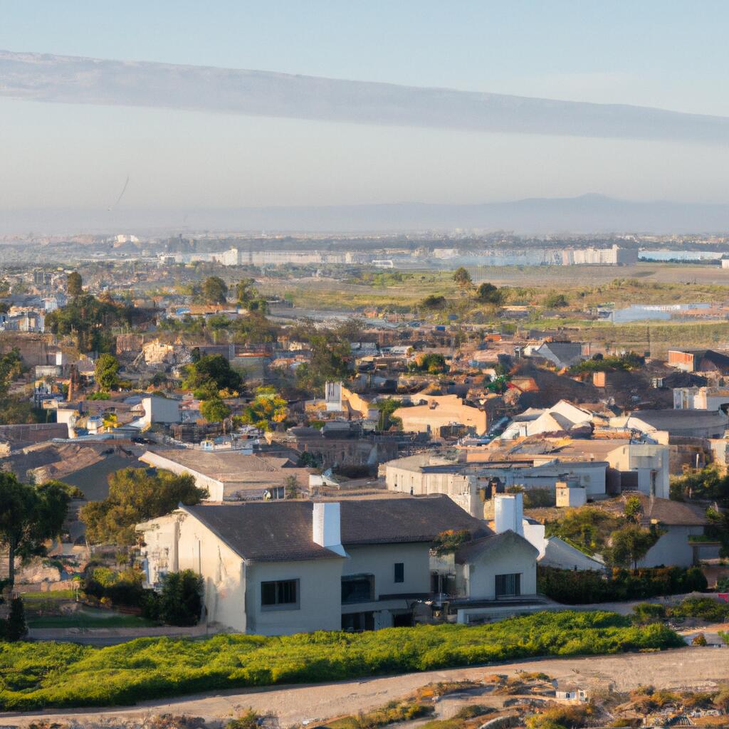 South San Diego neighborhood of Egger Highlands with homes, palm trees, and bay views—showcasing affordable housing near the beach and border.