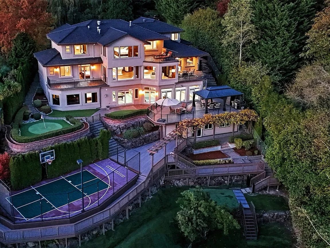 above Lake Washington with expansive views