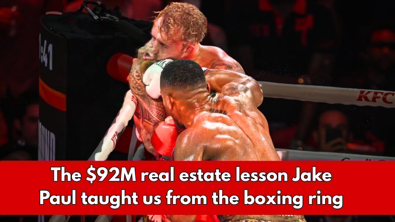 An image of Jake Paul getting knocked out in the ring