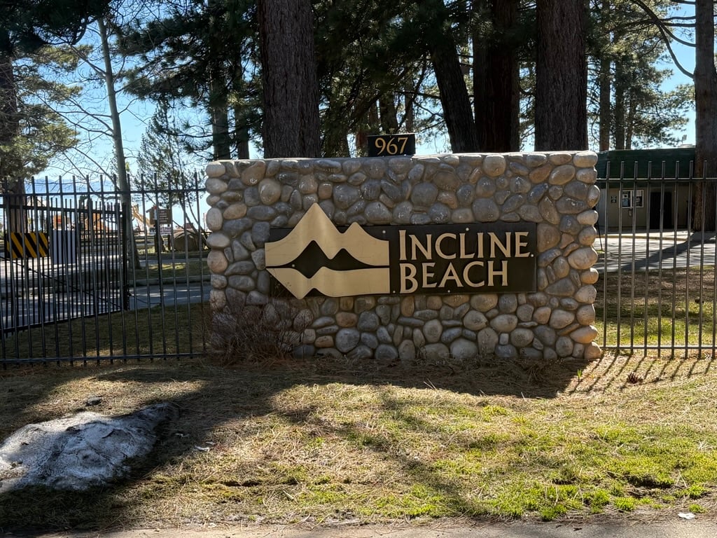 Rendering and construction view of the rebuilt Incline Beach beach hut and beach house project in Incline Village, Lake Tahoe