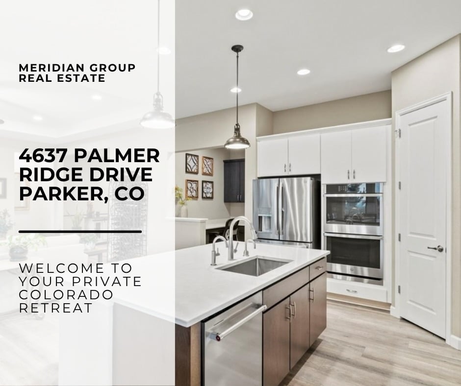 Luxury home for sale on 5+ acres at 4637 Palmer Ridge Drive in Parker, Colorado; features expansive land, contemporary design, spacious indoor and outdoor living areas, and panoramic window views of nature.