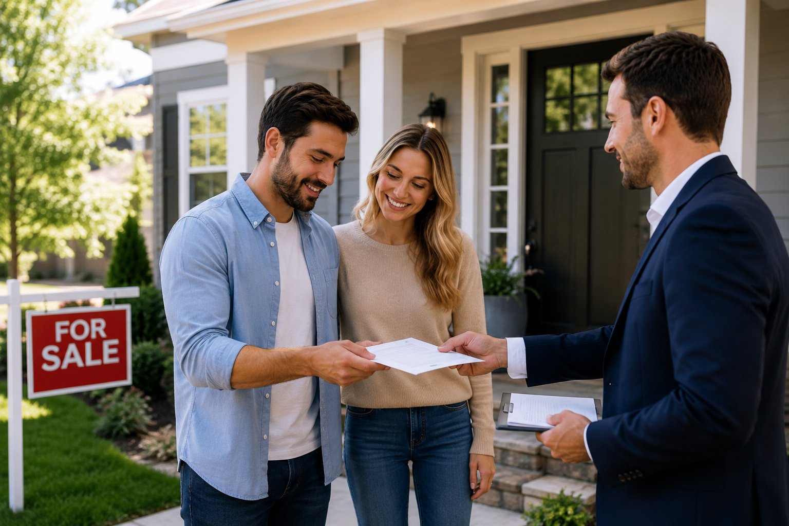 Home buyer reviewing financing documents before submitting an offer in San Luis Obispo County