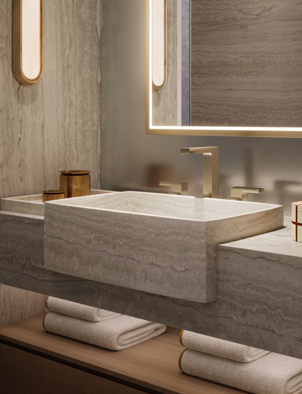 Travertine Vanity rendering at Banyan Tree Residences in West Palm Beach.