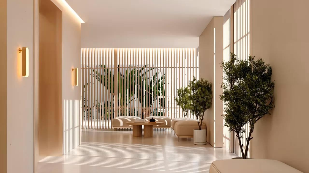 Rendering of lobby entrance at Milano Boutique in South of Fifth, Miami Beach.