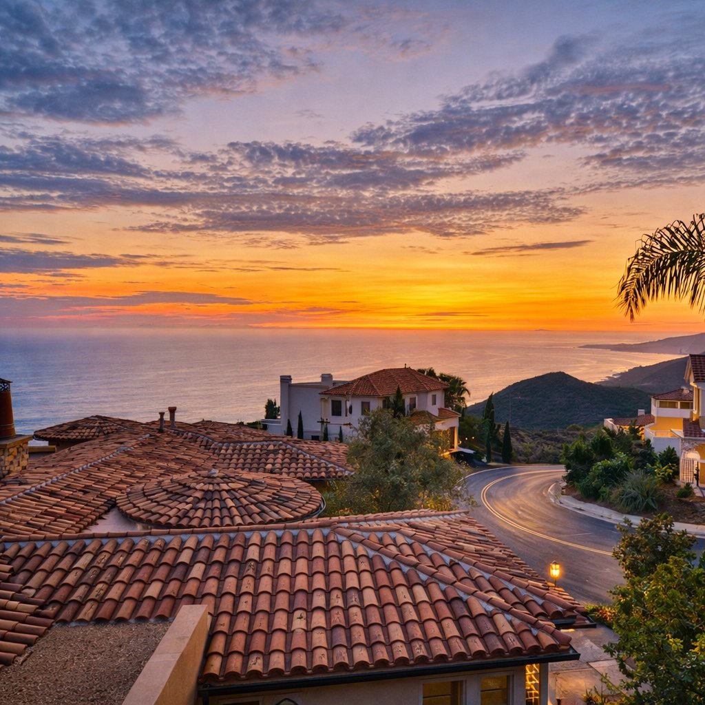 Mediterranean-style gated homes with coastal canyon views at Laguna Sur, Laguna Niguel