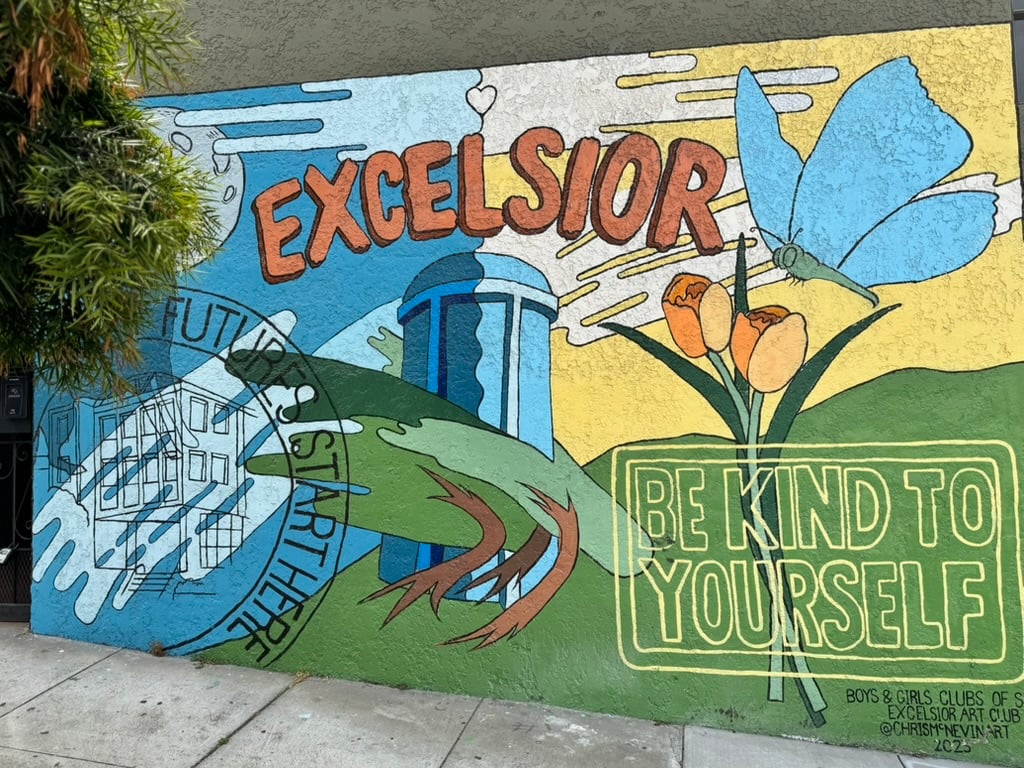 Excelsior District mural in San Francisco symbolizing neighborhood identity, featured in June 2025 housing market update.