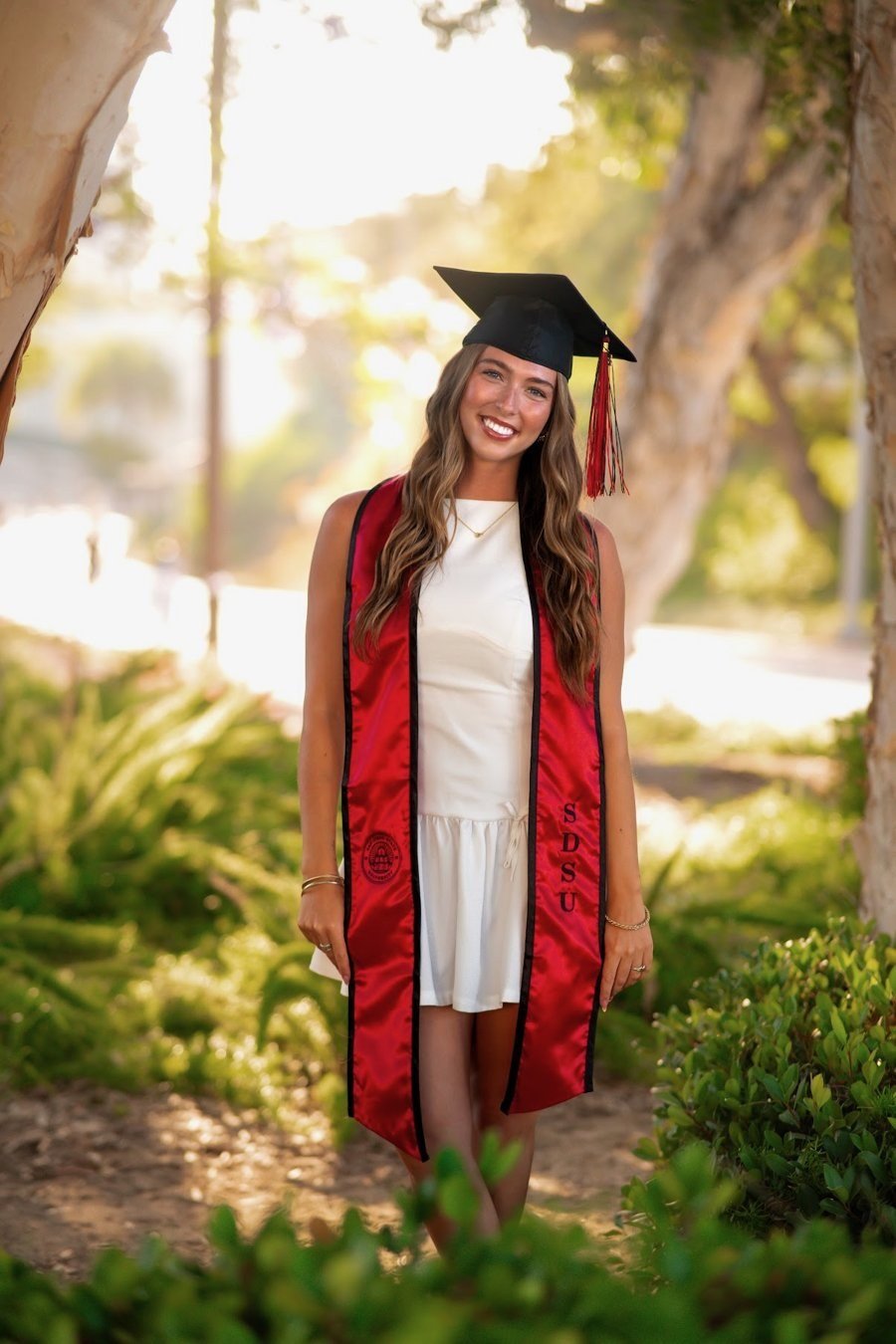 Hannah Harper in her SDSU cap and stole