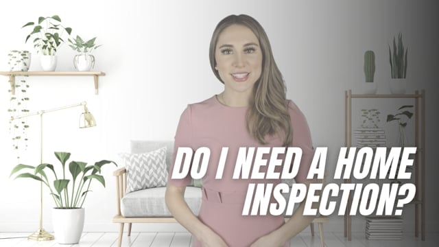 A woman presents the question, “Do I need a home inspection?” in a bright living room.