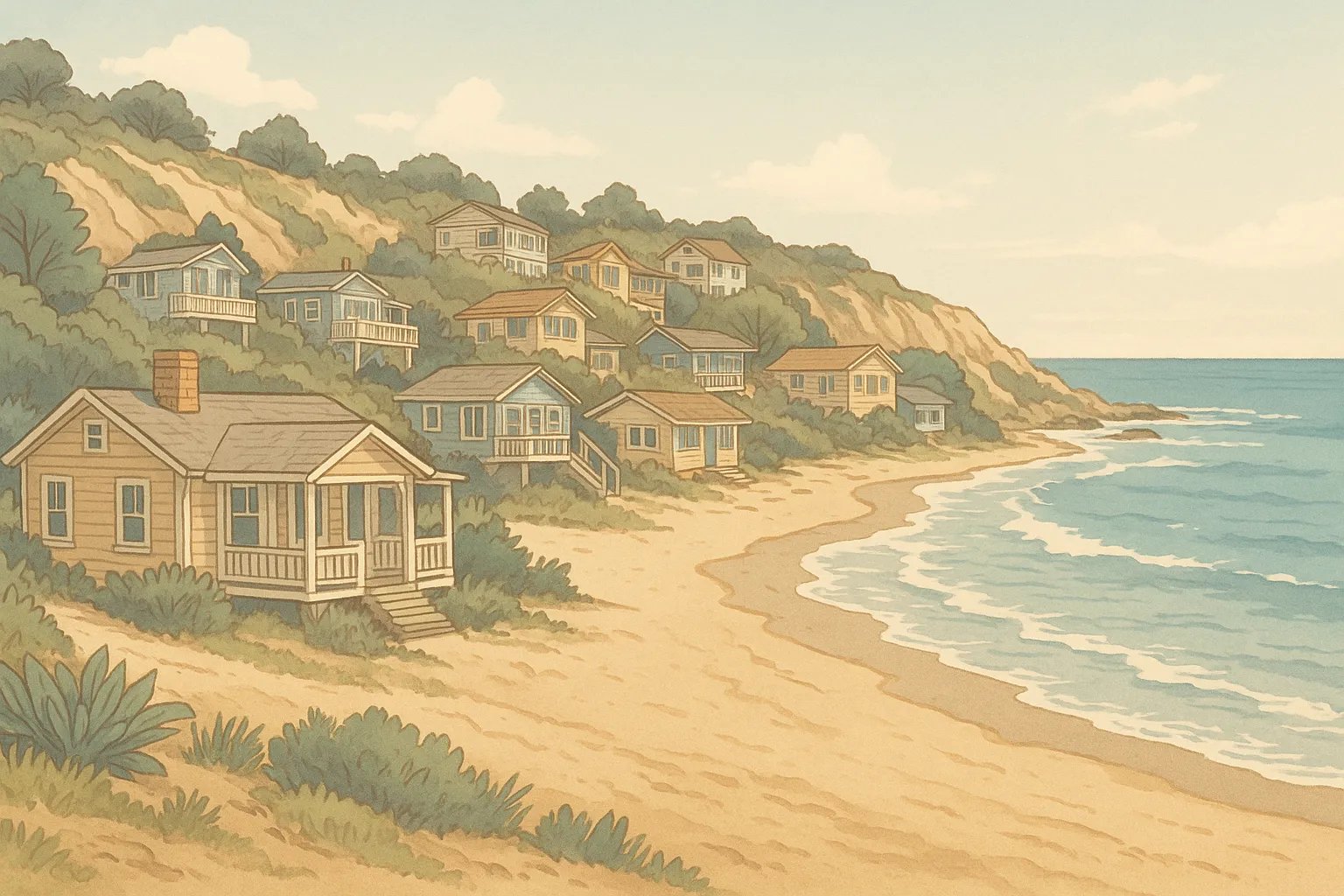 Historic cottages in Crystal Cove