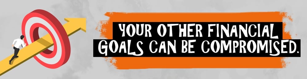 An arrow passes through a target beside the message, “Your other financial goals can be compromised.”