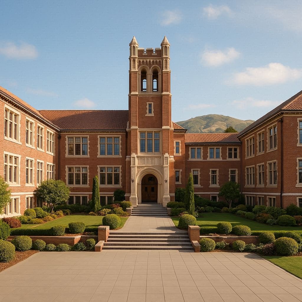 Prestigious private school building exterior in San Francisco with elegant architecture