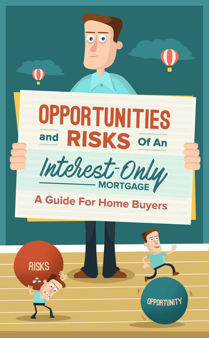 Illustration comparing risks and opportunities of an interest-only mortgage for home buyers.