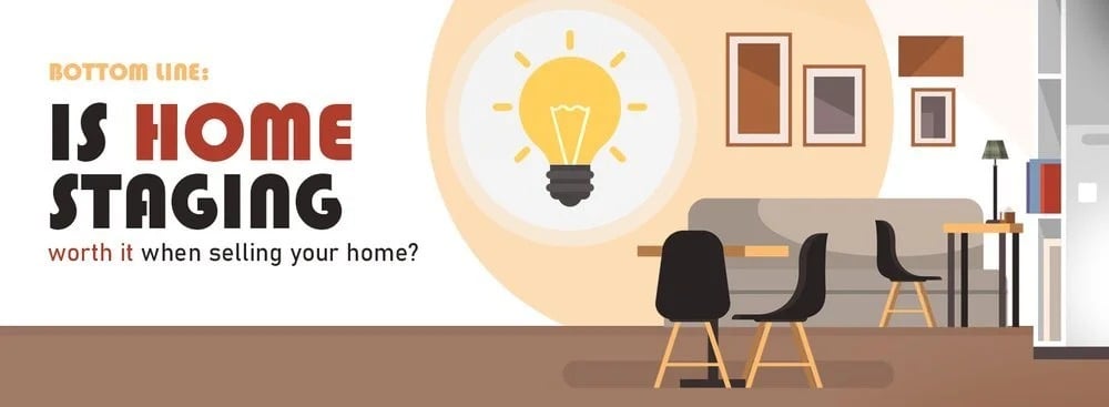 Illustrated banner asking whether home staging is worth it when selling a home.