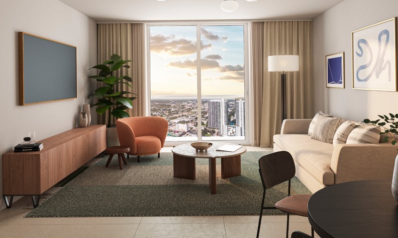 The Crosby Miami World Center living room
