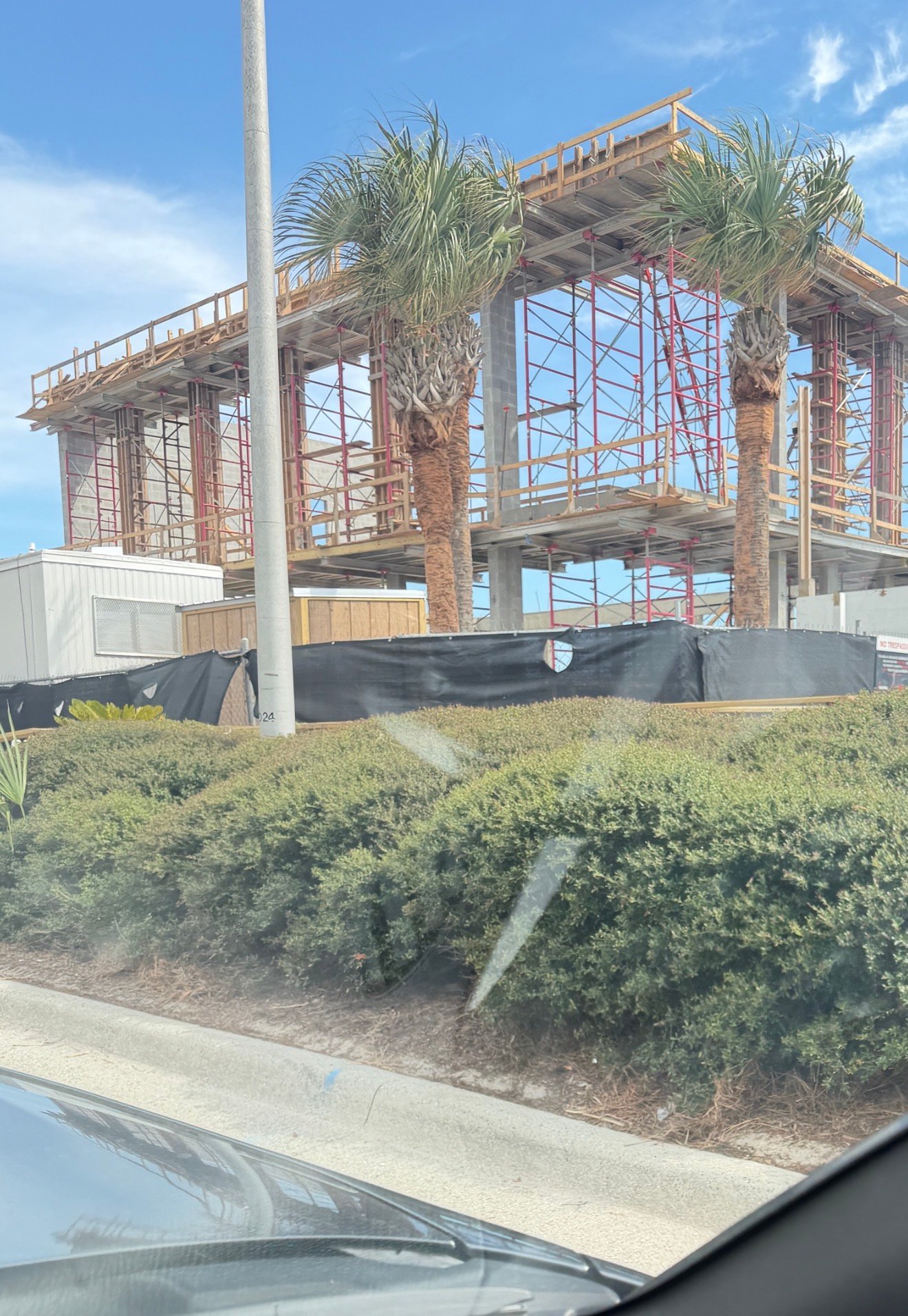 Second-floor construction at Hook'd Pier Bar and Grill beside Russell-Fields City Pier