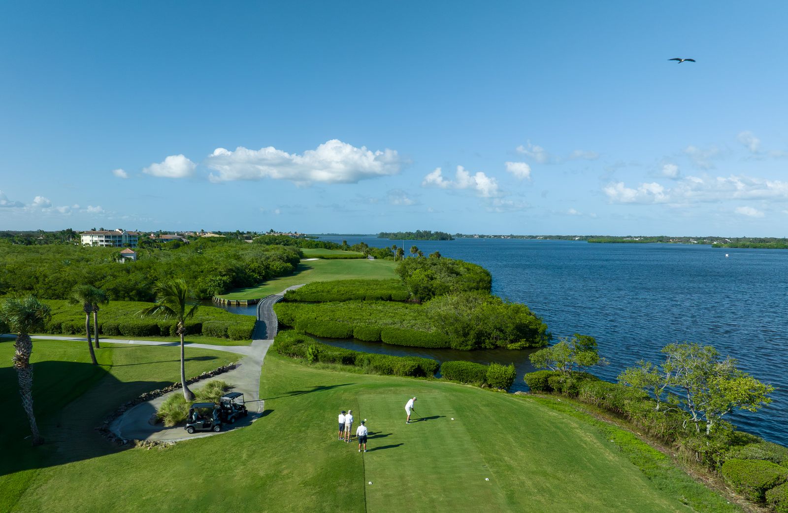 Aerial view of the Grand Harbor Beach Club on the oceanfront of Vero Beach's barrier island