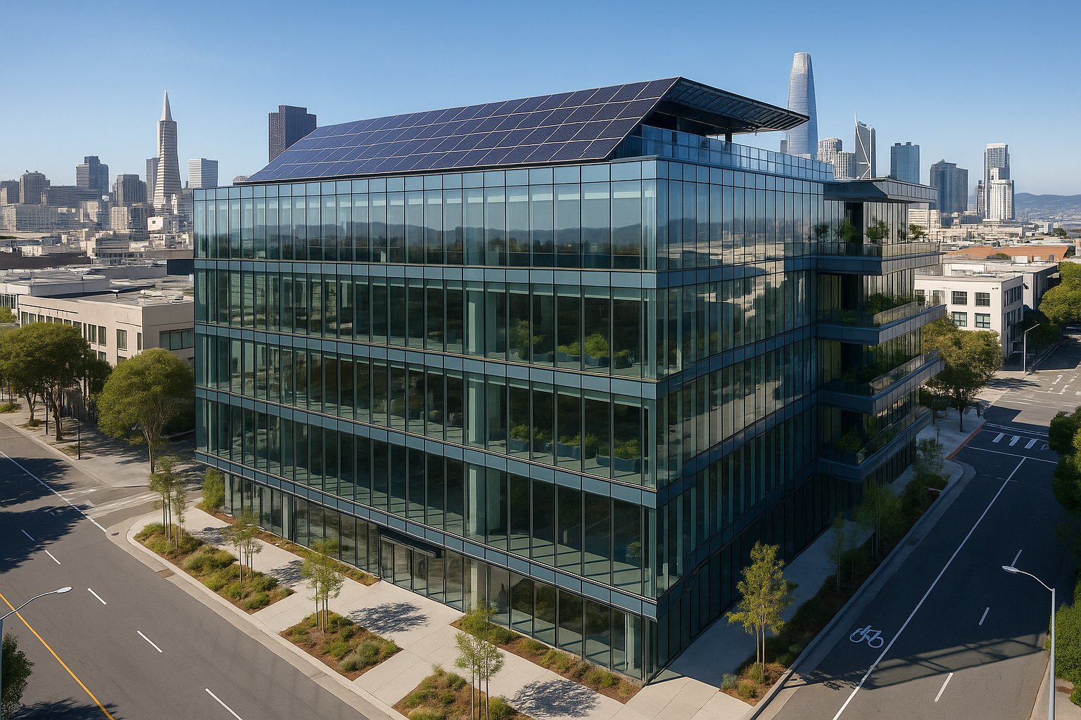 Modern luxury architecture in San Francisco featuring sustainable design elements and contemporary glass facades