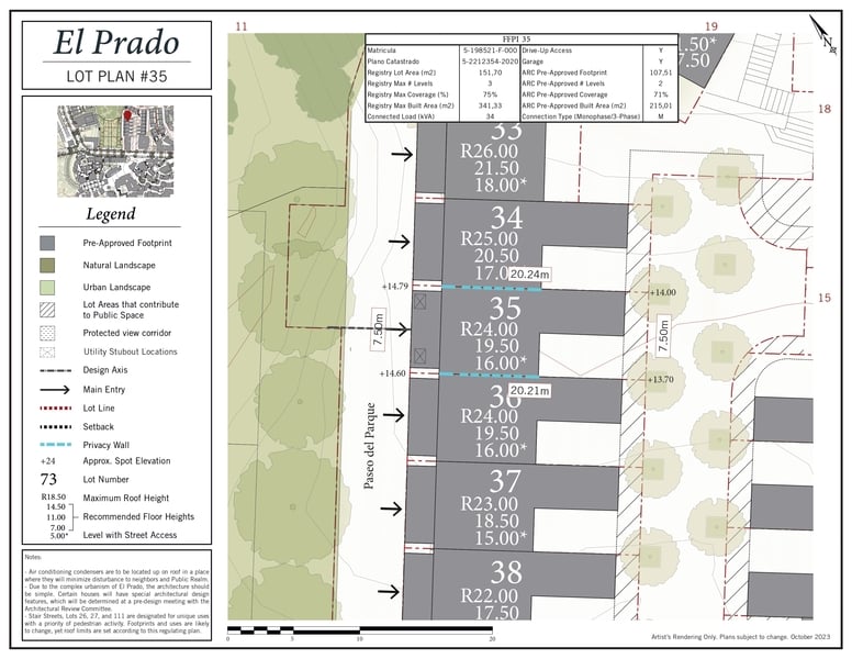 El Prado Lot #35 | Park-Front El Prado Lot on Paseo del Parque, Las Catalinas