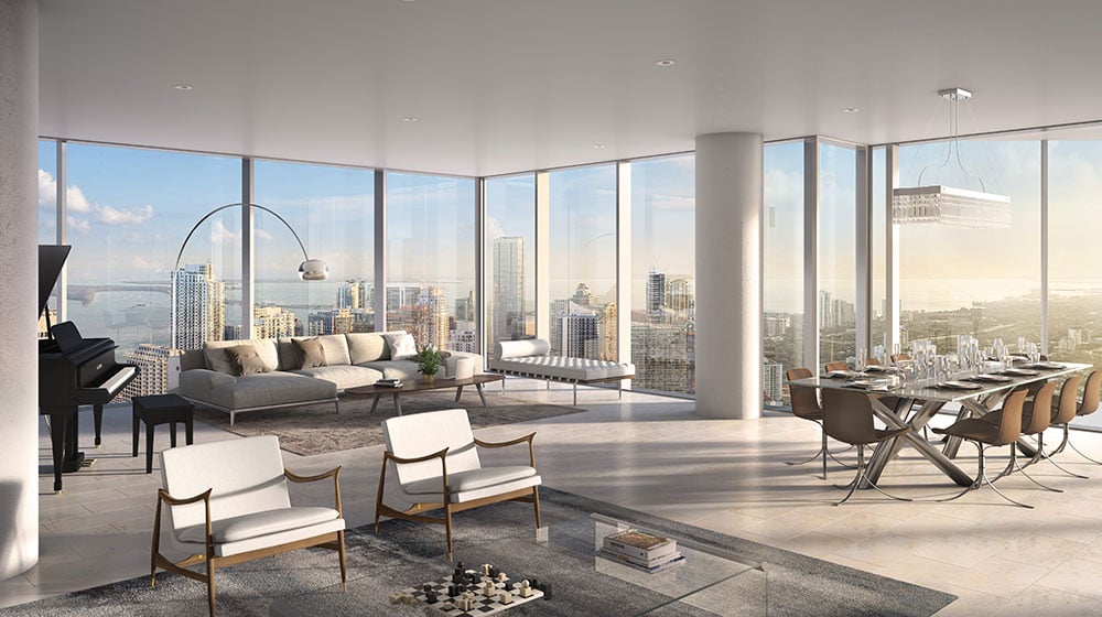One River Point sky residences living room 