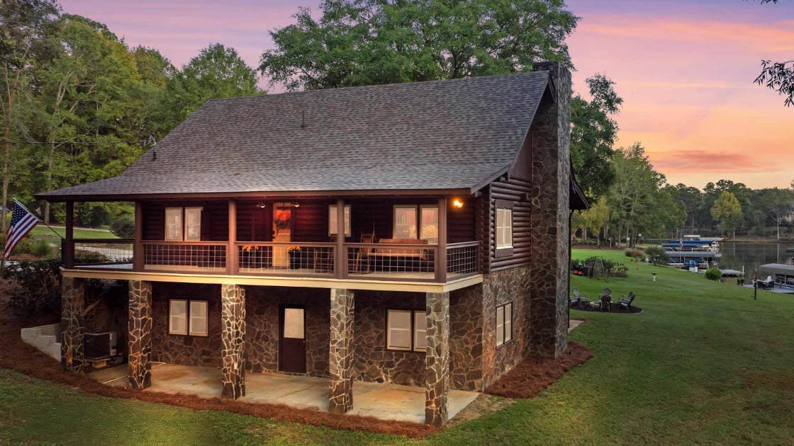 224 Loch Way Eatonton GA Lakefront Log Cabin Home
