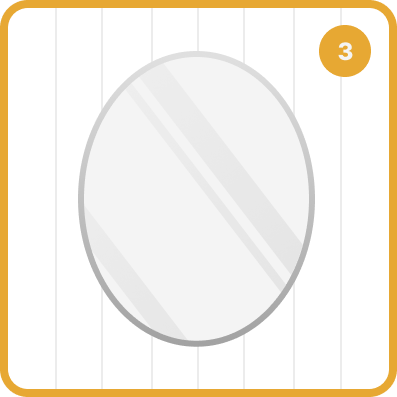 Step 3: an oval bathroom mirror.