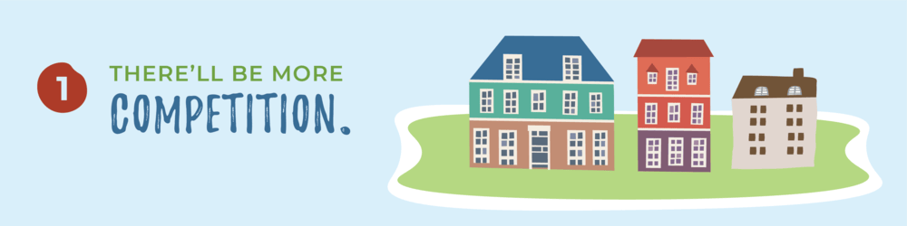 Tip 1: There’ll be more competition, illustrated with three neighboring houses.