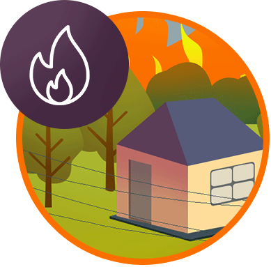 Wildfire-prone home icon