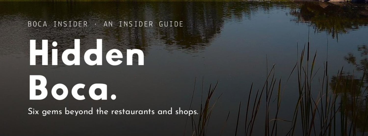 Hidden Boca: six gems beyond the restaurants and shops, over a waterway with reeds.