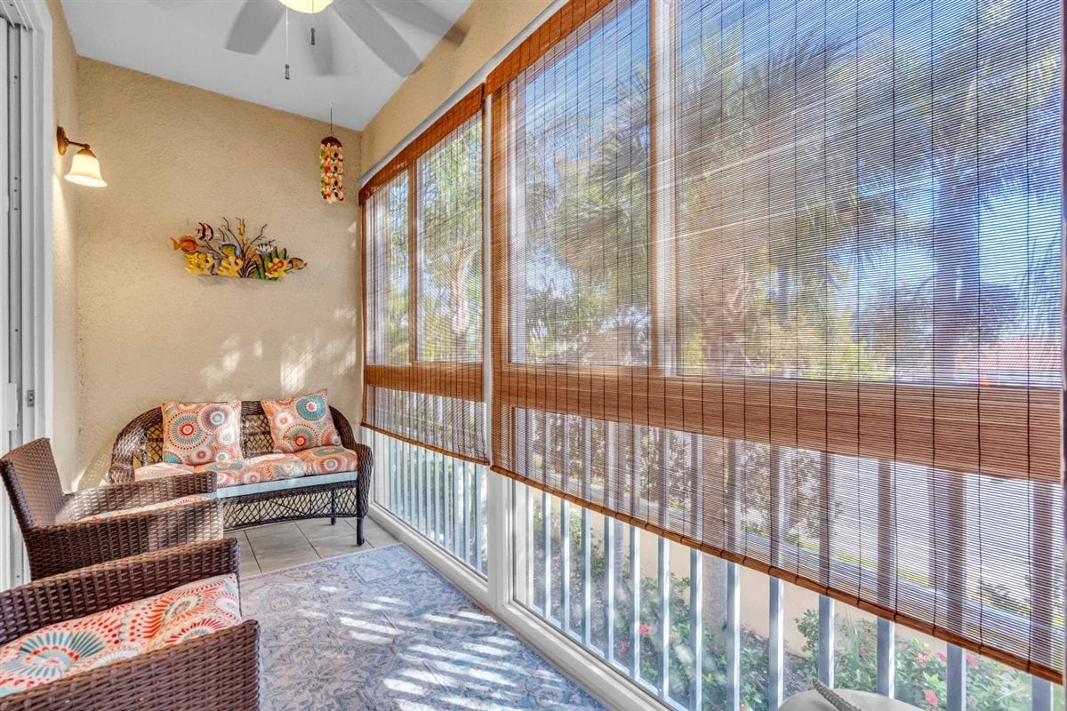 Spacious balcony overlooking the parking area