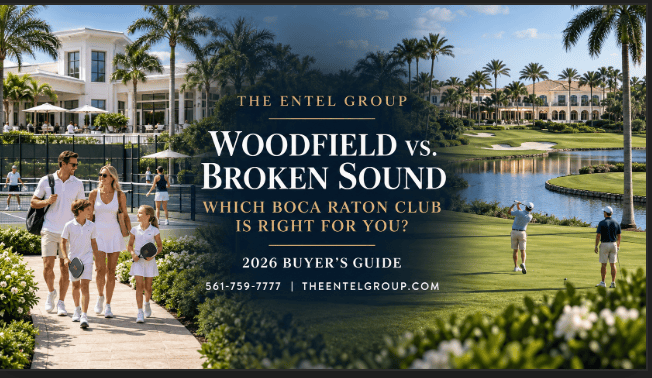ide-by-side comparison of Woodfield Country Club and Broken Sound Club in Boca Raton, Florida
