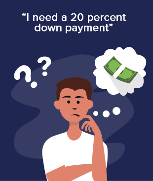 Illustration challenges the myth that home buyers need a 20 percent down payment.