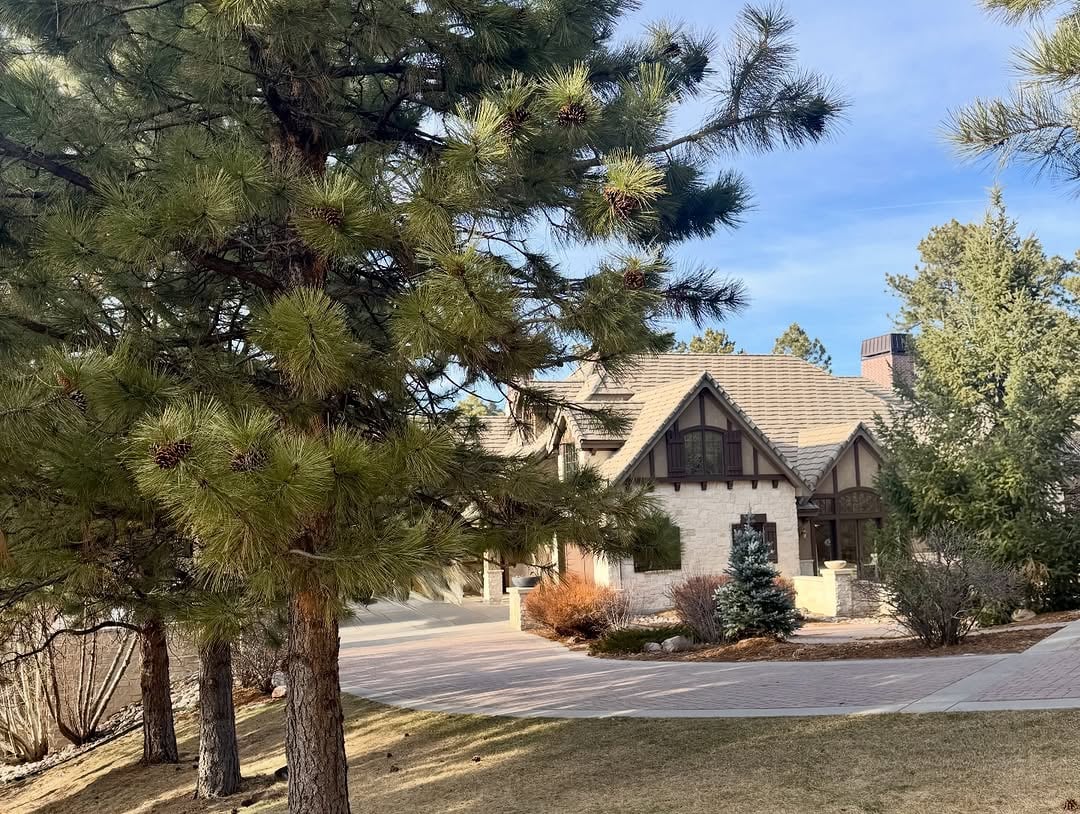 Energetic real estate team at Meridian Group starting Monday with coffee, laptops, and Castle Rock, CO market charts on a sunny desk.