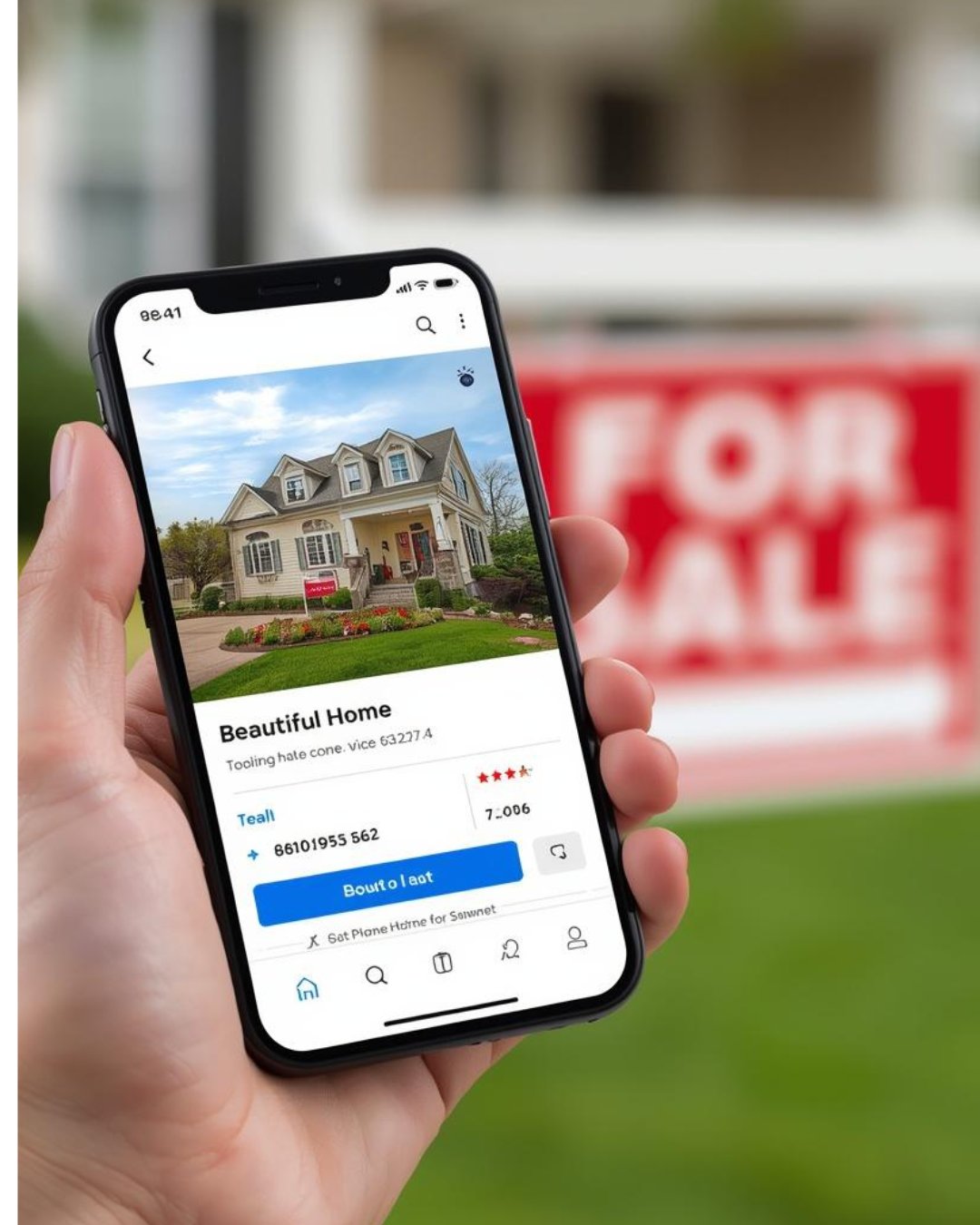 A homebuyer using a real estate app to view a property listing in Columbia County, NY.