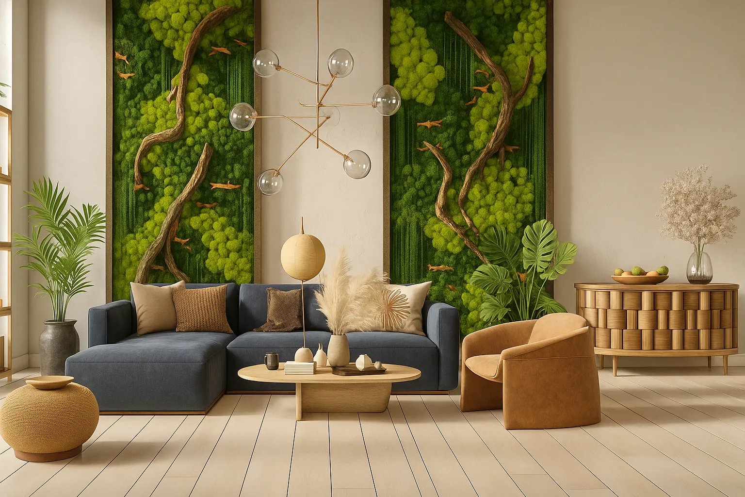 Indoor outdoor living with natural plants