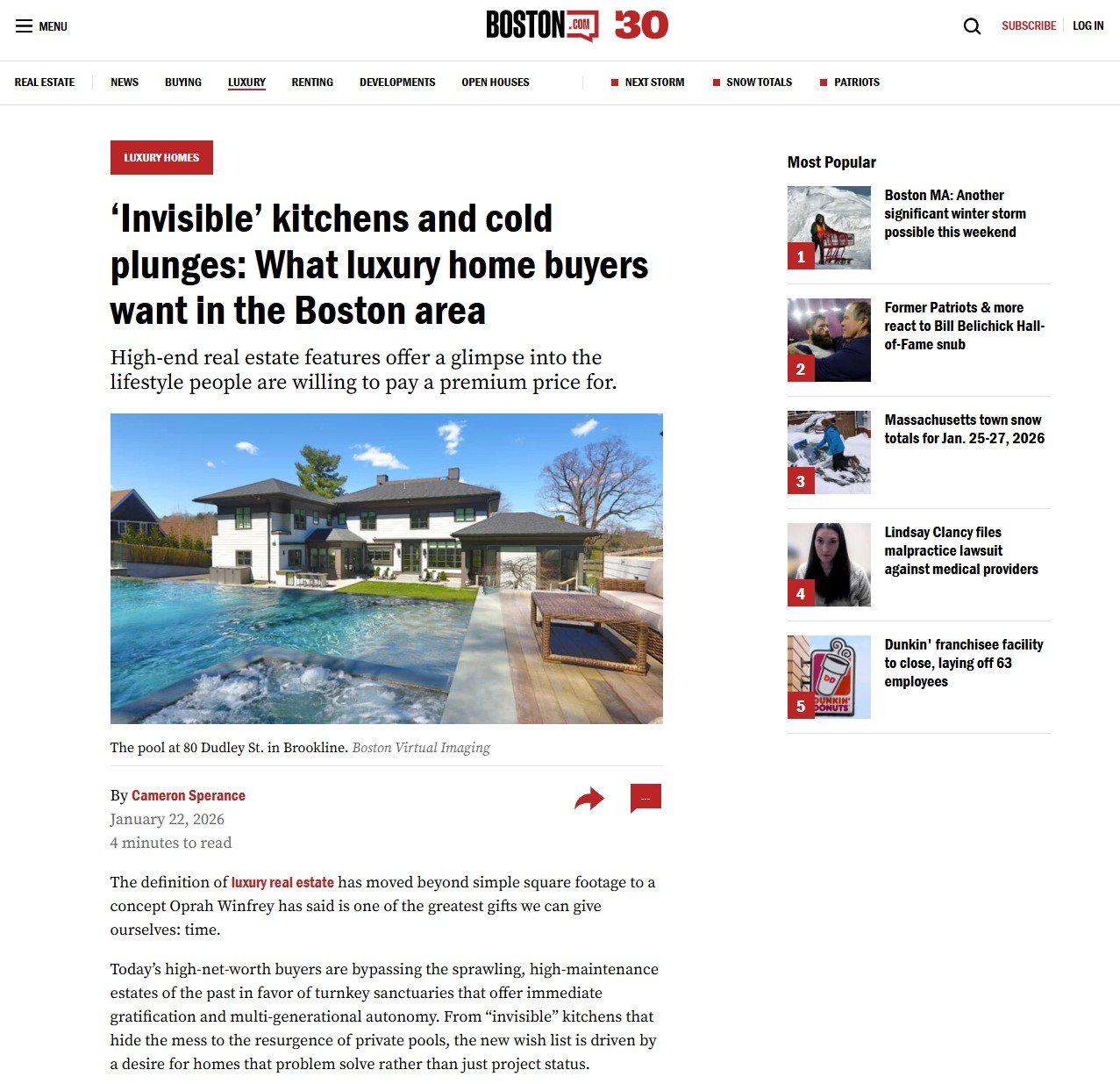 ‘Invisible’ kitchens and cold plunges: What luxury home buyers want in the Boston area