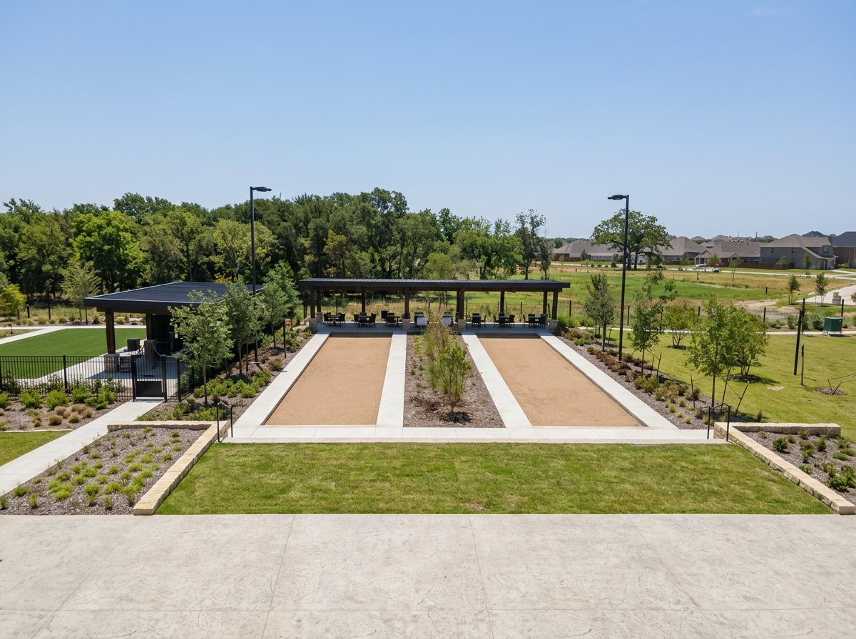 Boccee Courts at the  Magnolia Lifestyle Center reserved for the residents of the age restricted Elements at Viridian.