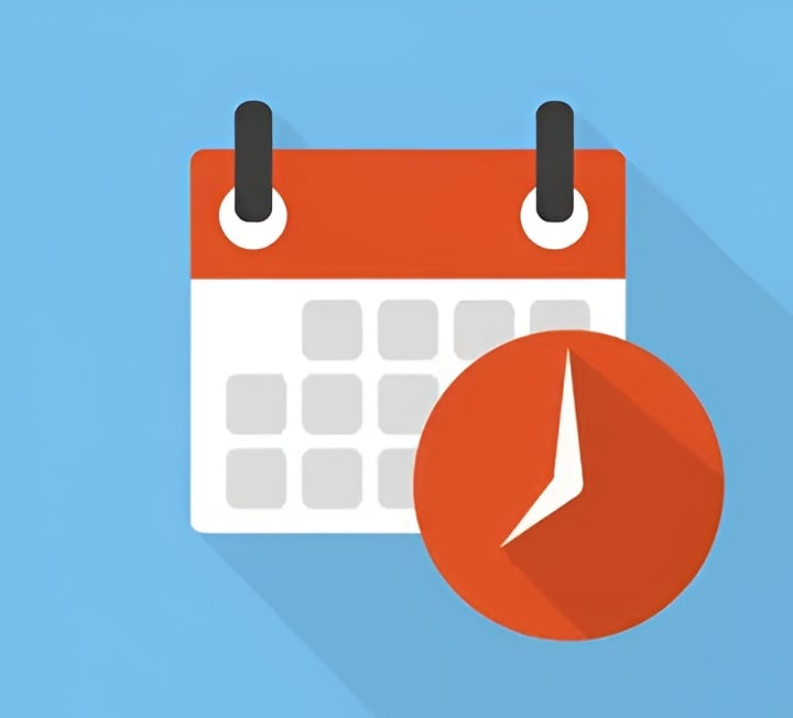 Calendar and clock icon representing a deadline.